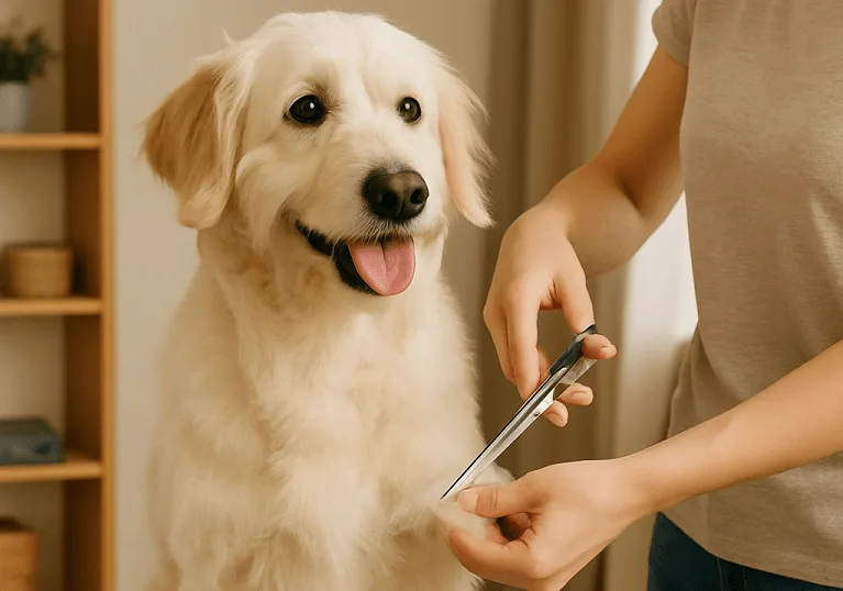کوتاه کردن موی سگ با قیچی