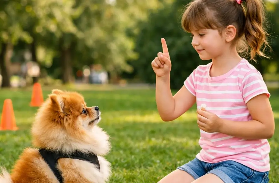 آموزش دستور بشین به سگ پامرانین